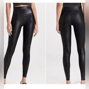 Spanx Faux Leather Leggings Body Shaping Casual High Rise Black Size S